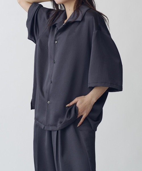 Lui's(ルイス)の「ヴィンテージサテンボクシーショトスリーブシャツ(シャツ/ブラウス・メンズ・チャコールグレー/ブラック/ホワイト・S/M)」の22枚目の写真