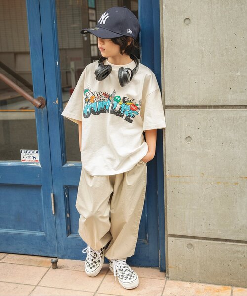 BREEZE（ブリーズ）の「ダブルタックイージーワイドパンツ（その他パンツ・キッズ・ベージュ/チャコール/オレンジ/パープル/イエロー/ブルー・90/100/110/120/130/140/150/160）」の7枚目の写真