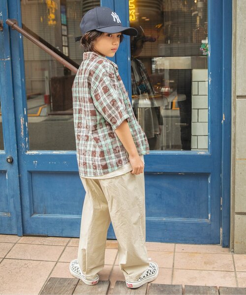 BREEZE（ブリーズ）の「ダブルタックイージーワイドパンツ（その他パンツ・キッズ・ベージュ/チャコール/オレンジ/パープル/イエロー/ブルー・90/100/110/120/130/140/150/160）」の9枚目の写真