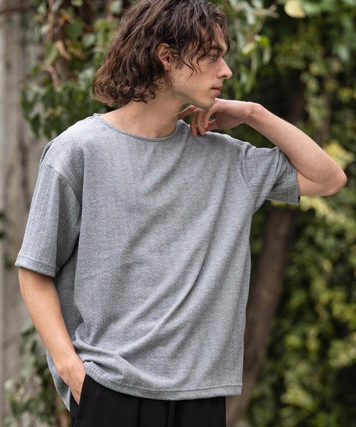 CAMBIO(カンビオ)の「mt10412- ケーブルニットボートネックTシャツ(BP-BFS0107)(Tシャツ/カットソー・メンズ・ネイビー/ブラック/グレー・L/M/S)」の11枚目の写真