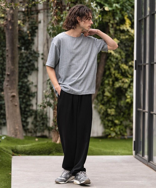 CAMBIO(カンビオ)の「mt10412- ケーブルニットボートネックTシャツ(BP-BFS0107)(Tシャツ/カットソー・メンズ・ネイビー/ブラック/グレー・L/M/S)」の15枚目の写真