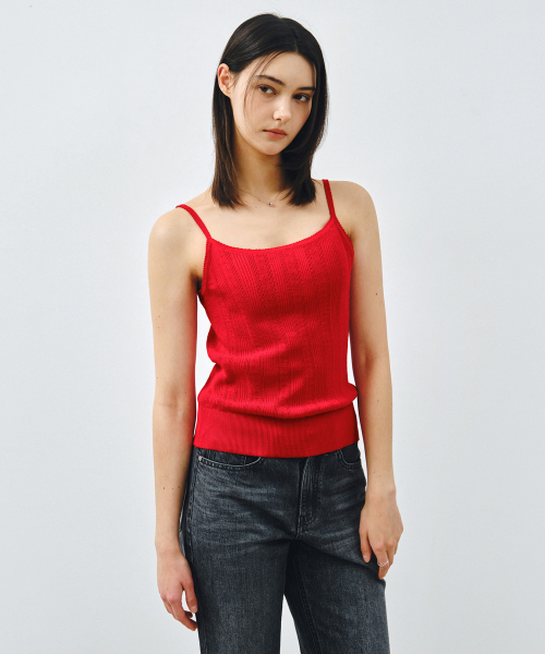 MONGDOL（モンドル）の「[SET] コットンアイレットニットカーディガン & スリーブレスレッド MDCD061RED（カーディガン/ボレロ・レディース・その他・F）」の5枚目の写真