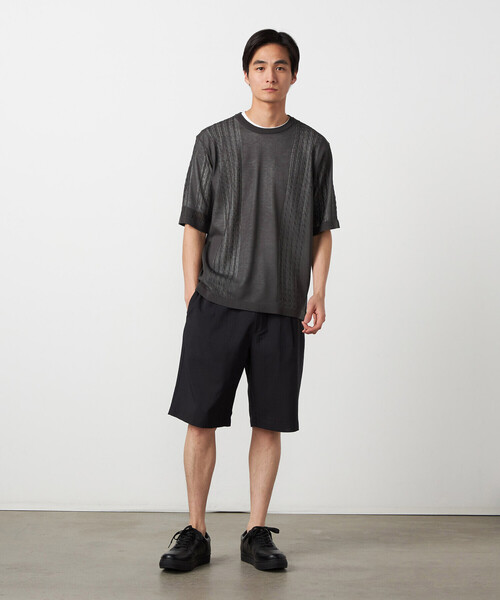 COMME CA ISM（コムサイズム）の「【セットアイテム】リネンライクケーブル クルーネックニット＋T/C天竺Tシャツ（ニット/セーター・メンズ・ブルー/チャコール・LARGE/MEDIUM）」の4枚目の写真