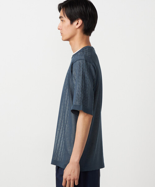 COMME CA ISM（コムサイズム）の「【セットアイテム】リネンライクケーブル クルーネックニット＋T/C天竺Tシャツ（ニット/セーター・メンズ・ブルー/チャコール・LARGE/MEDIUM）」の14枚目の写真