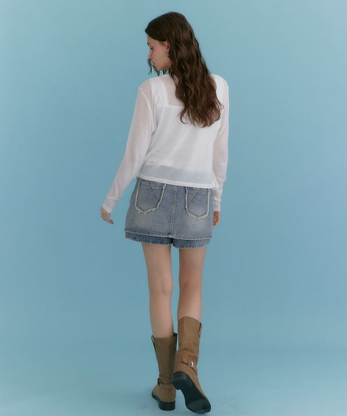 MICANE(ミケーネ)の「アベルデニムミニスカートショーツ(その他パンツ・レディース・スカイブルー/ブラック・X-SMALL/SMALL/MEDIUM/X-LARGE/XX-LARGE/LARGE)」の5枚目の写真