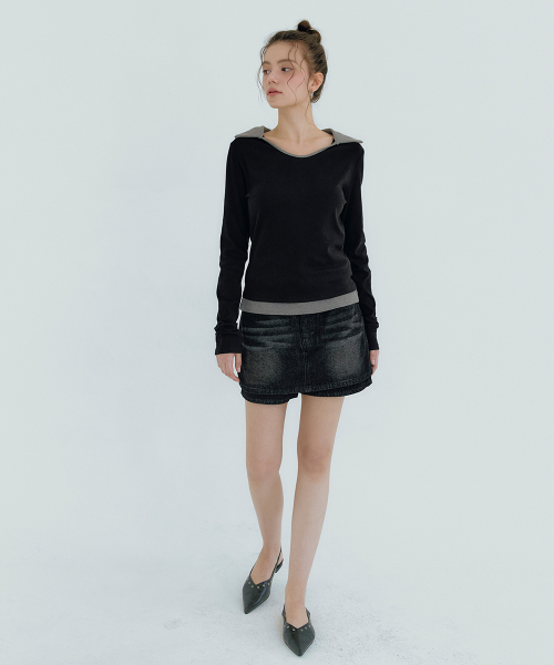 MICANE(ミケーネ)の「アベルデニムミニスカートショーツ(その他パンツ・レディース・スカイブルー/ブラック・X-SMALL/SMALL/MEDIUM/X-LARGE/XX-LARGE/LARGE)」の9枚目の写真