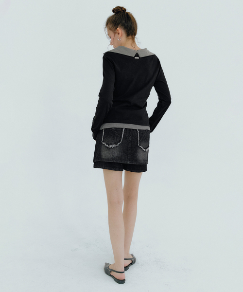 MICANE(ミケーネ)の「アベルデニムミニスカートショーツ(その他パンツ・レディース・スカイブルー/ブラック・X-SMALL/SMALL/MEDIUM/X-LARGE/XX-LARGE/LARGE)」の10枚目の写真