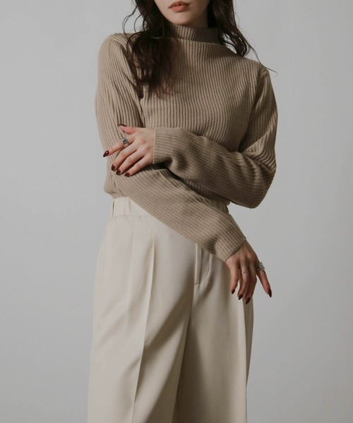 NYLAUS(ナイラス)の「【SG】ハイネック リブニットプルオーバー インナー(ニット/セーター・レディース・イエロー/ベージュ/オフホワイト/ブルー/ブラック/グレイッシュベージュ・L/M)」の12枚目の写真