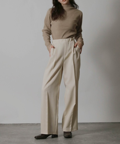 NYLAUS(ナイラス)の「【SG】ハイネック リブニットプルオーバー インナー(ニット/セーター・レディース・イエロー/ベージュ/オフホワイト/ブルー/ブラック/グレイッシュベージュ・L/M)」の13枚目の写真