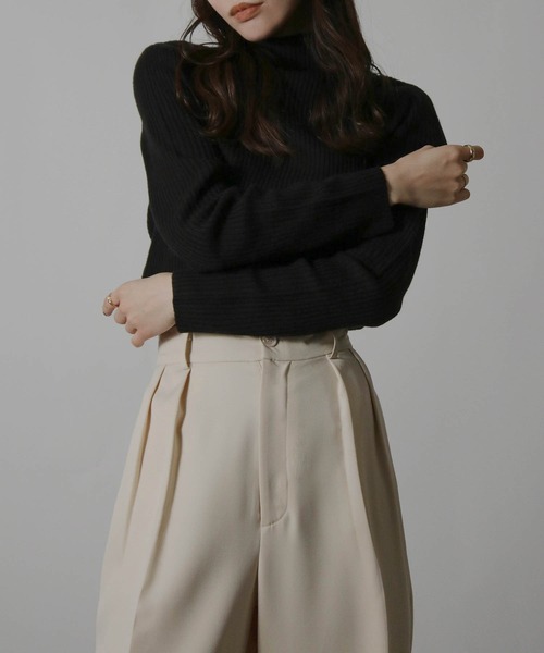 NYLAUS(ナイラス)の「【SG】ハイネック リブニットプルオーバー インナー(ニット/セーター・レディース・イエロー/ベージュ/オフホワイト/ブルー/ブラック/グレイッシュベージュ・L/M)」の15枚目の写真