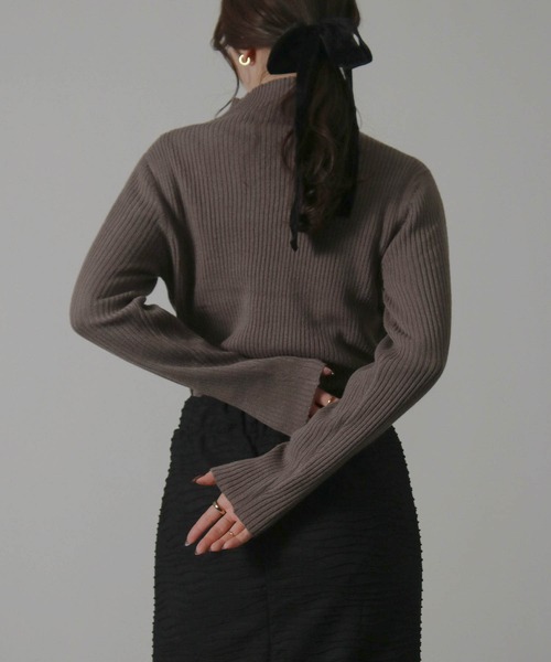 NYLAUS(ナイラス)の「【SG】ハイネック リブニットプルオーバー インナー(ニット/セーター・レディース・イエロー/ベージュ/オフホワイト/ブルー/ブラック/グレイッシュベージュ・L/M)」の19枚目の写真