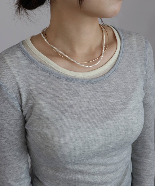 ISOOK(アイスー)の「【ISOOK / アイスー】レイヤードパールチョーカーネックレス / オケージョン アクセサリー お呼ばれ 結婚式 二次会 入学式 卒業式 お食事会 シルバー ゴールド シンプル(ネックレス・レディース・ゴールド/シルバー・FREE)」の5枚目の写真