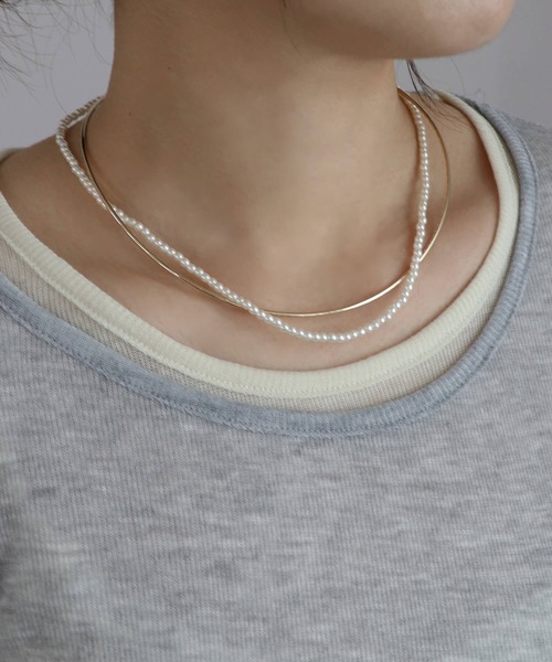 ISOOK(アイスー)の「【ISOOK / アイスー】レイヤードパールチョーカーネックレス / オケージョン アクセサリー お呼ばれ 結婚式 二次会 入学式 卒業式 お食事会 シルバー ゴールド シンプル(ネックレス・レディース・ゴールド/シルバー・FREE)」の6枚目の写真