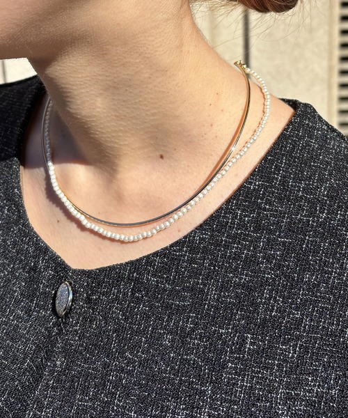 ISOOK(アイスー)の「【ISOOK / アイスー】レイヤードパールチョーカーネックレス / オケージョン アクセサリー お呼ばれ 結婚式 二次会 入学式 卒業式 お食事会 シルバー ゴールド シンプル(ネックレス・レディース・ゴールド/シルバー・FREE)」の7枚目の写真