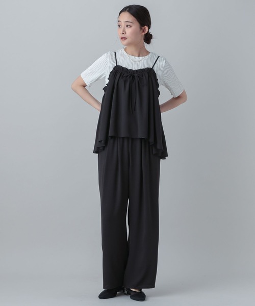 GLOBAL WORK（グローバルワーク）の「MATINEE LINE/ギャザーイージーパンツ/656157（その他パンツ・レディース・ベージュ/スミクロ/ネイビー系・LARGE/MEDIUM）」の4枚目の写真