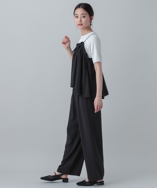 GLOBAL WORK（グローバルワーク）の「MATINEE LINE/ギャザーイージーパンツ/656157（その他パンツ・レディース・ベージュ/スミクロ/ネイビー系・LARGE/MEDIUM）」の5枚目の写真