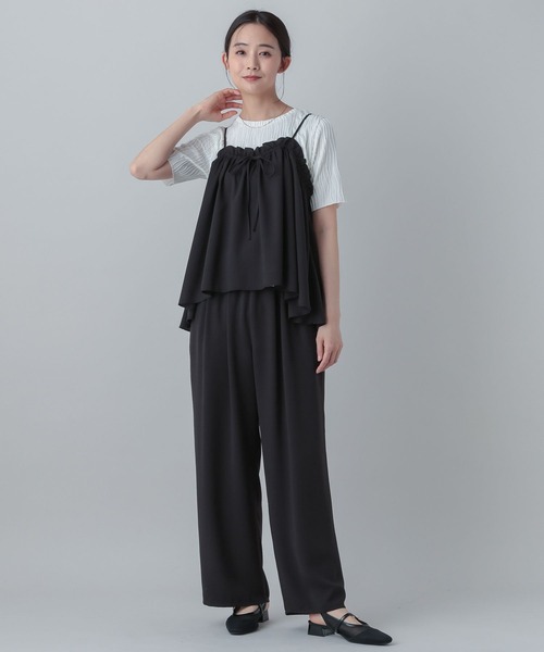 GLOBAL WORK（グローバルワーク）の「MATINEE LINE/ギャザーイージーパンツ/656157（その他パンツ・レディース・ベージュ/スミクロ/ネイビー系・LARGE/MEDIUM）」の7枚目の写真