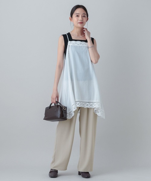 GLOBAL WORK（グローバルワーク）の「MATINEE LINE/ギャザーイージーパンツ/656157（その他パンツ・レディース・ベージュ/スミクロ/ネイビー系・LARGE/MEDIUM）」の13枚目の写真