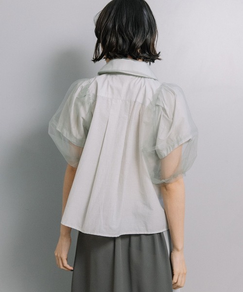 MARECHAL TERRE（マルシャルテル）の「チュールボリュームブラウス（シャツ/ブラウス・レディース・ブラック/オフホワイト/ライトグレー/ストライプ・MEDIUM）」の14枚目の写真