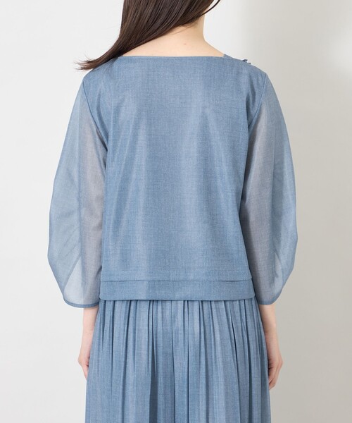 TO BE CHIC(トゥー ビー シック)の「デニムプリント フリルボートネックブラウス(シャツ/ブラウス・レディース・ダークネイビー/ブルー系その他4・40)」の7枚目の写真