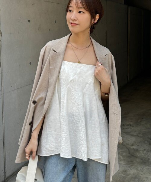 DouDou(ドゥドゥ)の「【REI企画】変形切替フレアキャミ(キャミソール・レディース・ブラウン/オフホワイト/ブラック・FREE)」の1枚目の写真