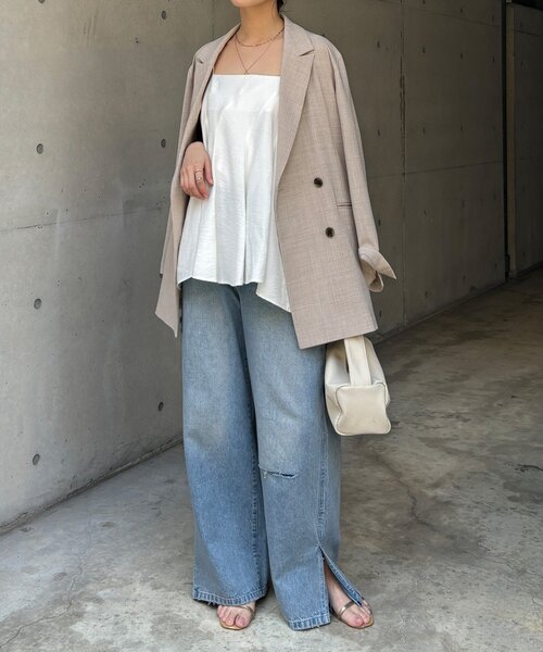 DouDou(ドゥドゥ)の「【REI企画】変形切替フレアキャミ(キャミソール・レディース・ブラウン/オフホワイト/ブラック・FREE)」の6枚目の写真