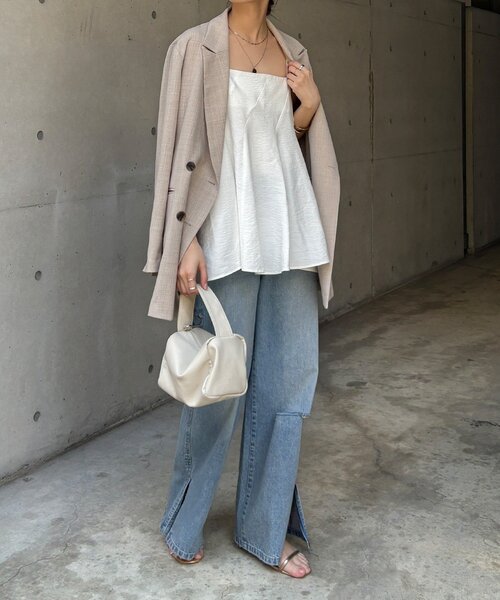 DouDou(ドゥドゥ)の「【REI企画】変形切替フレアキャミ(キャミソール・レディース・ブラウン/オフホワイト/ブラック・FREE)」の7枚目の写真