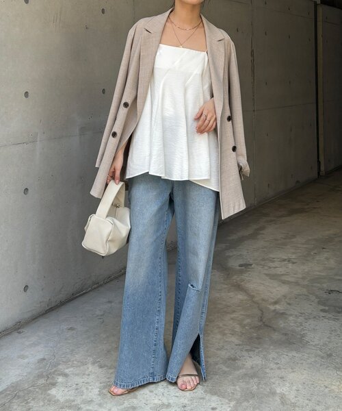 DouDou(ドゥドゥ)の「【REI企画】変形切替フレアキャミ(キャミソール・レディース・ブラウン/オフホワイト/ブラック・FREE)」の8枚目の写真