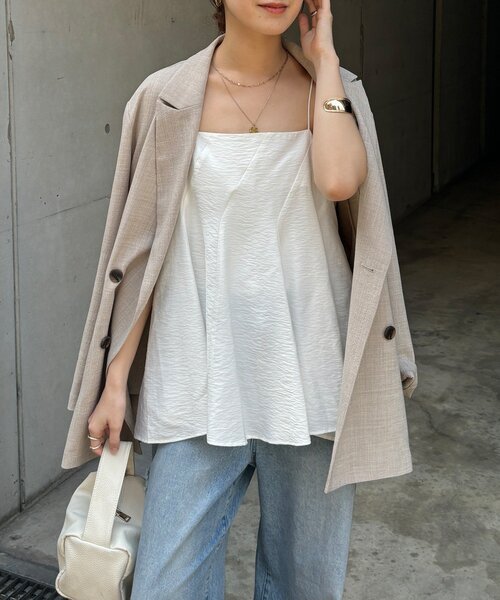 DouDou(ドゥドゥ)の「【REI企画】変形切替フレアキャミ(キャミソール・レディース・ブラウン/オフホワイト/ブラック・FREE)」の9枚目の写真