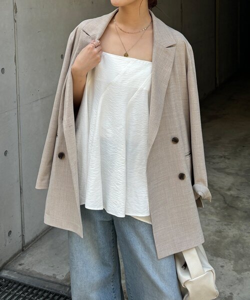 DouDou(ドゥドゥ)の「【REI企画】変形切替フレアキャミ(キャミソール・レディース・ブラウン/オフホワイト/ブラック・FREE)」の10枚目の写真