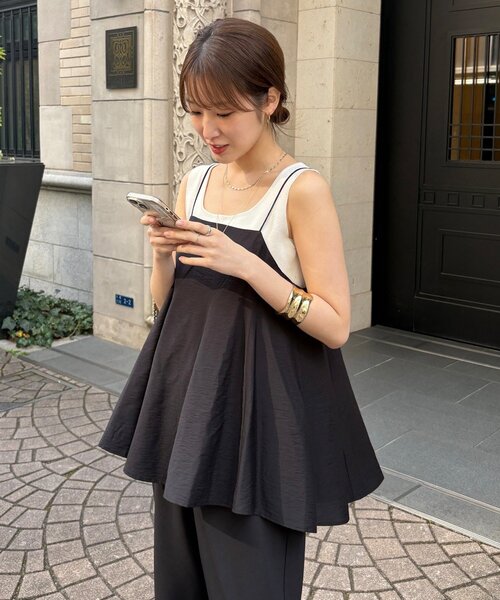 DouDou(ドゥドゥ)の「【REI企画】変形切替フレアキャミ(キャミソール・レディース・ブラウン/オフホワイト/ブラック・FREE)」の18枚目の写真