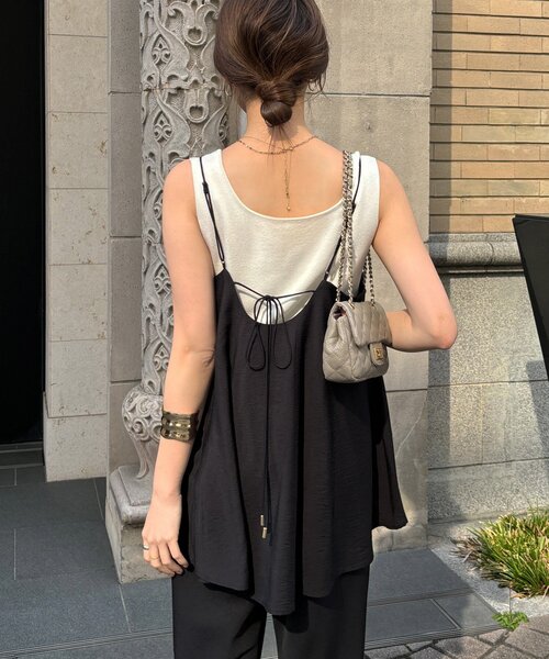 DouDou(ドゥドゥ)の「【REI企画】変形切替フレアキャミ(キャミソール・レディース・ブラウン/オフホワイト/ブラック・FREE)」の20枚目の写真