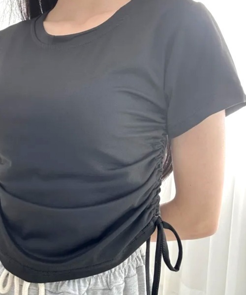 REMUR(レミュール)の「サイドシャーリングTシャツ 半袖(Tシャツ/カットソー・レディース・ブラック/ピンク/ホワイト/グレー・FREE)」の13枚目の写真