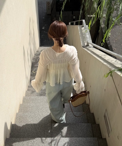 OLUN(オルン)の「2way sheer cardigan/2wayデザインシアーカーディガン(カーディガン/ボレロ・レディース・グリーン/ベージュ/ブラック/アイボリー・FREE)」の19枚目の写真