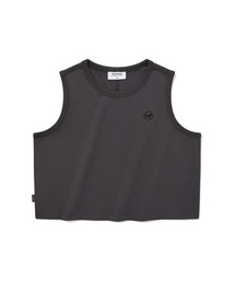 ウィメンズクロップクローバーハートスリーブレスチャコール