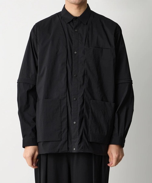 WHITE MOUNTAINEERING（ホワイトマウンテニアリング）の「【White Mountaineering/ホワイトマウンテニアリング】ZIP OFF LAYERED SHIRT（シャツ/ブラウス・メンズ・ブラック・2/1）」の2枚目の写真