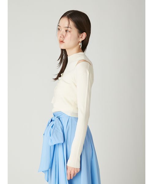 FRAY I.D（フレイアイディー）の「セミシアークロップドリブカーディガン（カーディガン/ボレロ・レディース・アイボリー/ブラック/ピンク/イエロー・F）」の12枚目の写真