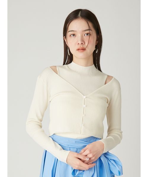 FRAY I.D(フレイアイディー)の「セミシアークロップドリブカーディガン(カーディガン/ボレロ・レディース・アイボリー/ブラック/ピンク/イエロー・F)」の17枚目の写真