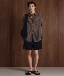 TNGT（ティーエヌジーティー）の「Kinoshita Seersucker Shorts (Black) TNPA6E208BK（その他パンツ）」