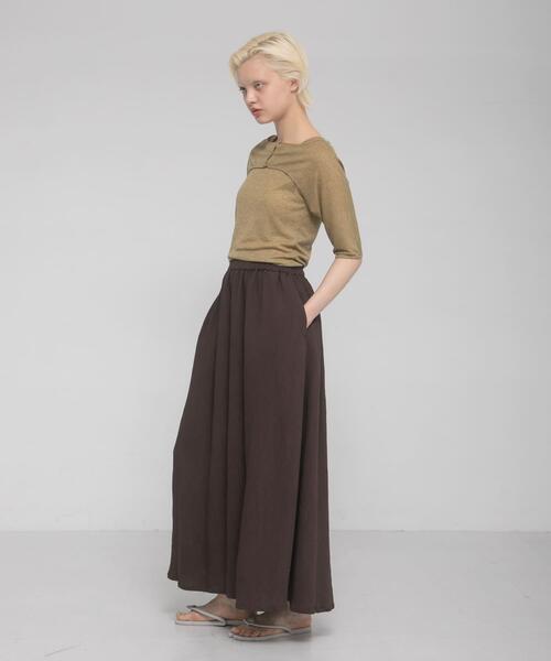 LAATO（ラート）の「drape  skirt（スカート・レディース・ライトベージュ/ダークブラウン・FREE）」の21枚目の写真