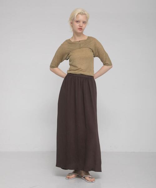 LAATO（ラート）の「drape  skirt（スカート・レディース・ライトベージュ/ダークブラウン・FREE）」の20枚目の写真