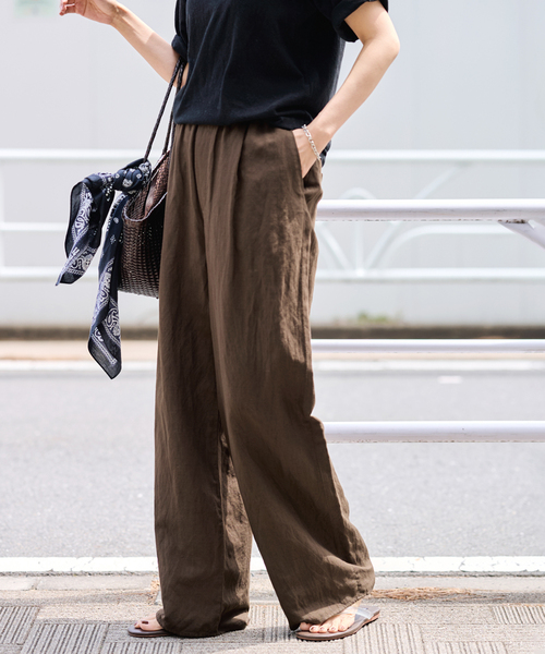 spick&amp;span リネンレーヨンブラウス&amp;パンツ Spick and Span】リネンレーヨン テーパードパンツ◇[品番
