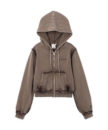 X-girl | FADED CUT OFF COMPACT ZIP UP SWEWAT HOODIE(パーカー)