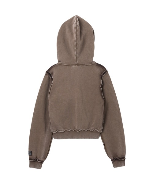 X-girl（エックスガール）の「FADED CUT OFF COMPACT ZIP UP SWEWAT HOODIE（パーカー・レディース・ブラック/ピンク/ブラウン・M/S）」の13枚目の写真