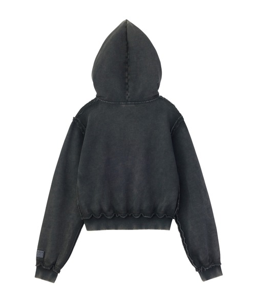 X-girl（エックスガール）の「FADED CUT OFF COMPACT ZIP UP SWEWAT HOODIE（パーカー・レディース・ブラック/ピンク/ブラウン・M/S）」の14枚目の写真