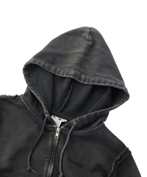 X-girl（エックスガール）の「FADED CUT OFF COMPACT ZIP UP SWEWAT HOODIE（パーカー・レディース・ブラック/ピンク/ブラウン・M/S）」の15枚目の写真
