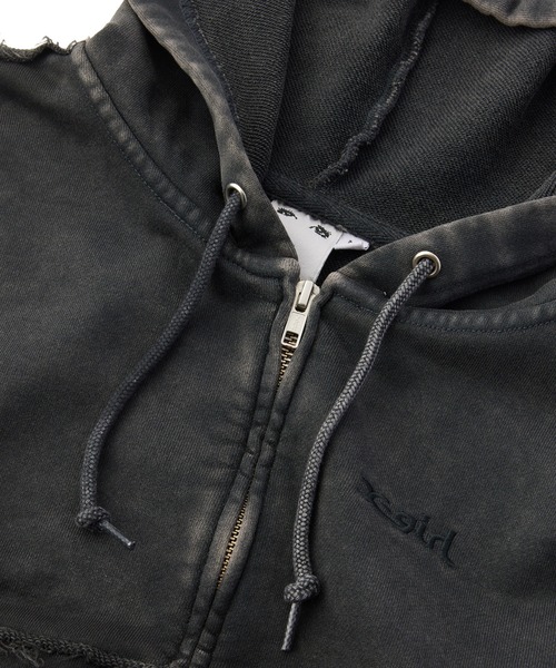 X-girl（エックスガール）の「FADED CUT OFF COMPACT ZIP UP SWEWAT HOODIE（パーカー・レディース・ブラック/ピンク/ブラウン・M/S）」の16枚目の写真