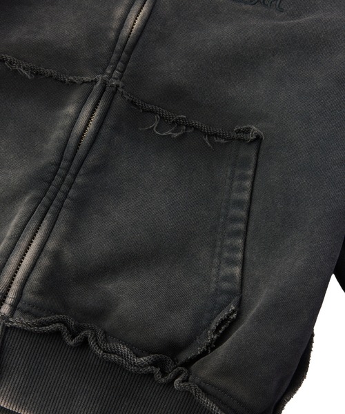 X-girl（エックスガール）の「FADED CUT OFF COMPACT ZIP UP SWEWAT HOODIE（パーカー・レディース・ブラック/ピンク/ブラウン・M/S）」の20枚目の写真