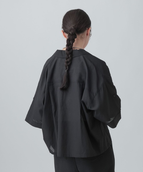 LEPSIM（レプシィム）の「2WAY開襟ショートシャツ　663984（シャツ/ブラウス・レディース・ブラウン/ライトベージュ/ブラック/カーキブラウン・FREE）」の5枚目の写真