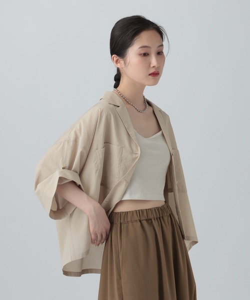 LEPSIM（レプシィム）の「2WAY開襟ショートシャツ　663984（シャツ/ブラウス・レディース・ブラウン/ライトベージュ/ブラック/カーキブラウン・FREE）」の9枚目の写真